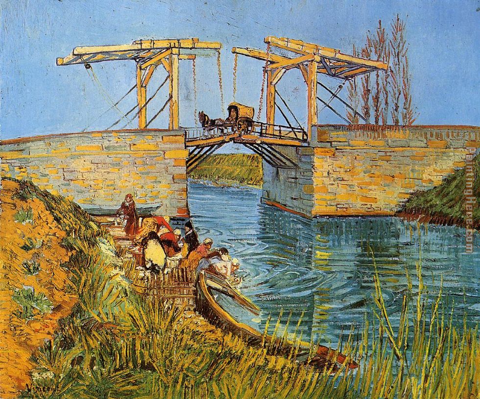 Vincent van Gogh The Langlois Bridge at Arles with Women Washing